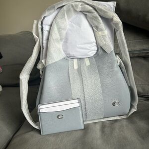 Coach Lana 23 with Card Case in Grey Blue/NWT